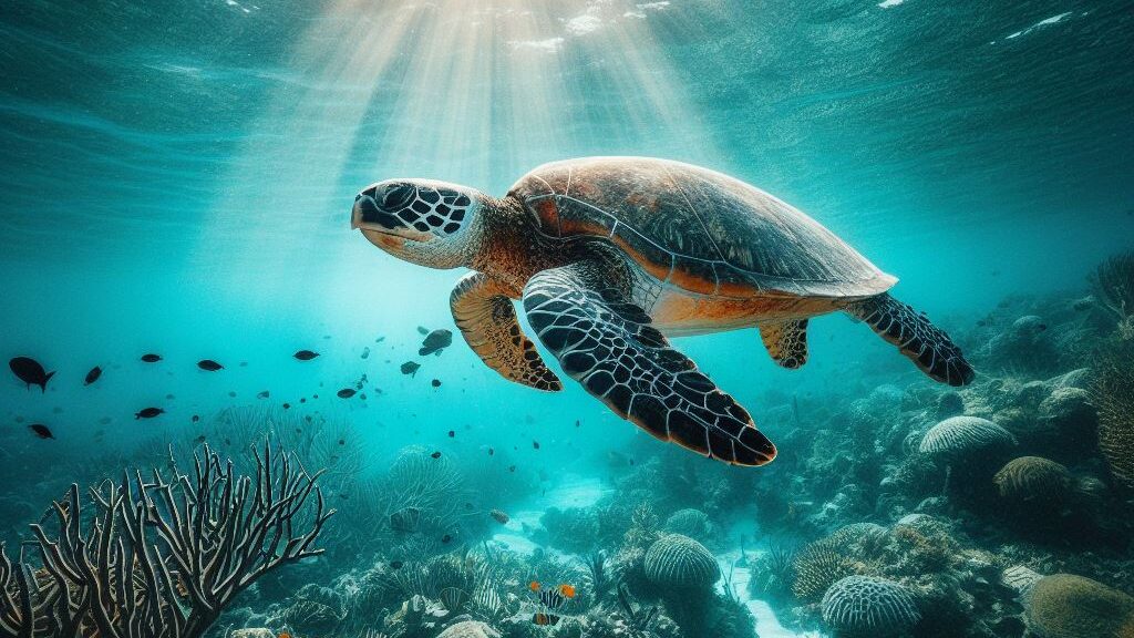 tortuga carey en el océano